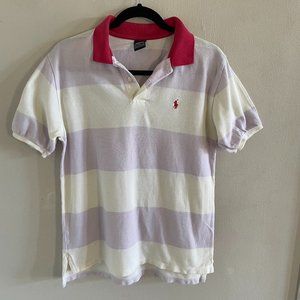 Polo Lavender and white stripes sz L